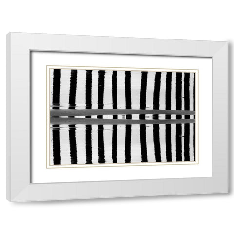 Reflected Dual Pilings White Modern Wood Framed Art Print with Double Matting by Peterson, Lee