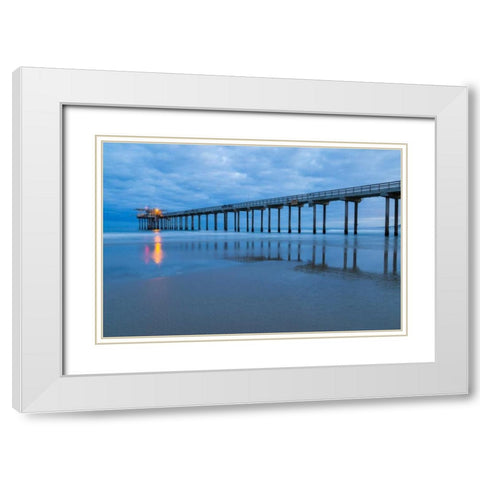 Scripps Pier I White Modern Wood Framed Art Print with Double Matting by Peterson, Lee