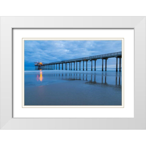 Scripps Pier I White Modern Wood Framed Art Print with Double Matting by Peterson, Lee