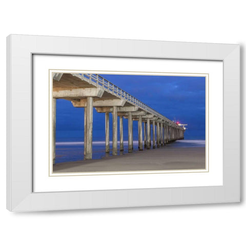 Scripps Pier II White Modern Wood Framed Art Print with Double Matting by Peterson, Lee