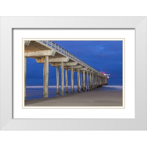 Scripps Pier II White Modern Wood Framed Art Print with Double Matting by Peterson, Lee
