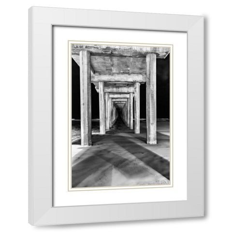 Under Scripps Pier White Modern Wood Framed Art Print with Double Matting by Peterson, Lee
