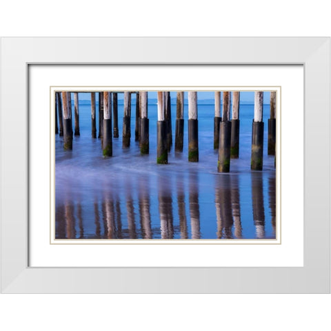 Ventura Pier Reflections II White Modern Wood Framed Art Print with Double Matting by Peterson, Lee