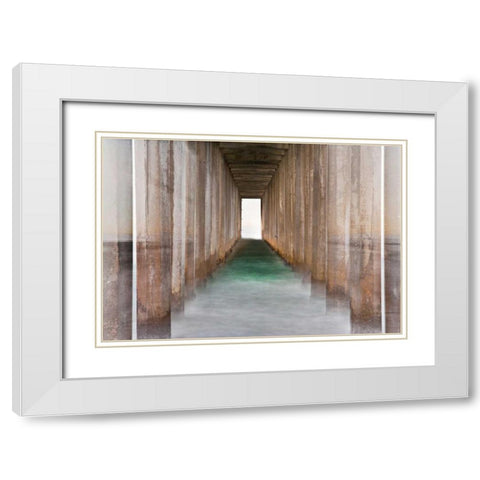 Under Scripps Pier II White Modern Wood Framed Art Print with Double Matting by Peterson, Lee