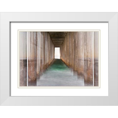 Under Scripps Pier II White Modern Wood Framed Art Print with Double Matting by Peterson, Lee