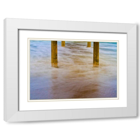 Under Ocean Beach Pier White Modern Wood Framed Art Print with Double Matting by Peterson, Lee