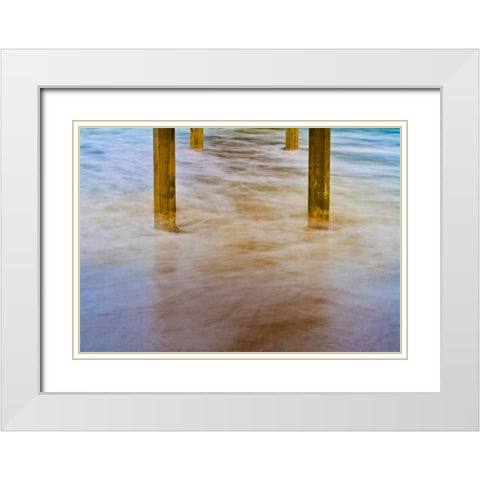 Under Ocean Beach Pier White Modern Wood Framed Art Print with Double Matting by Peterson, Lee