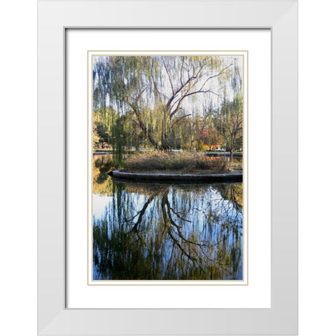 Willow in Fall White Modern Wood Framed Art Print with Double Matting by Putman, Tammy