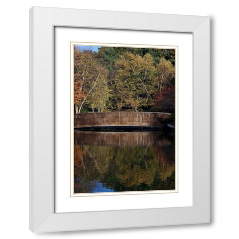Bridge in Fall I White Modern Wood Framed Art Print with Double Matting by Putman, Tammy