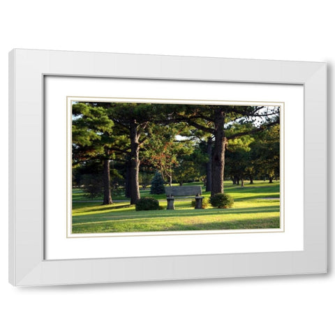 Bench I White Modern Wood Framed Art Print with Double Matting by Putman, Tammy