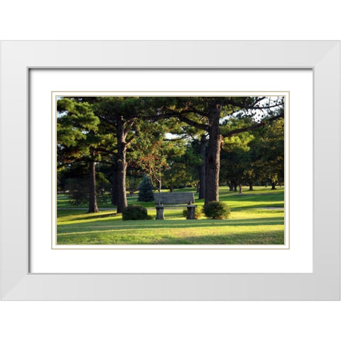 Bench I White Modern Wood Framed Art Print with Double Matting by Putman, Tammy
