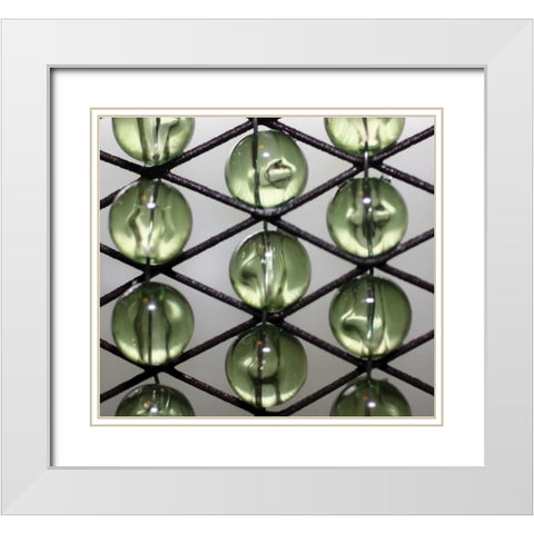 Green Beads White Modern Wood Framed Art Print with Double Matting by Putman, Tammy