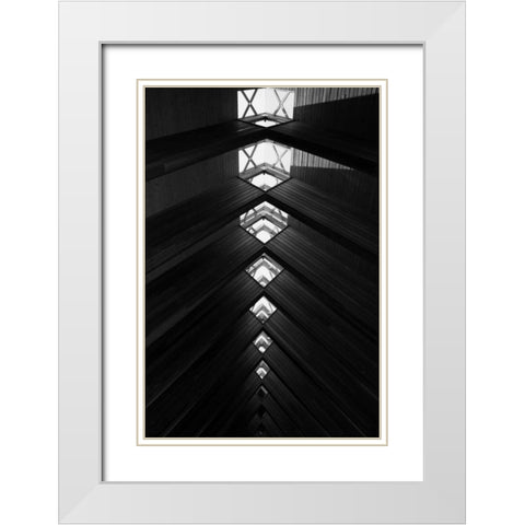 Diamond Ceiling I White Modern Wood Framed Art Print with Double Matting by Putman, Tammy