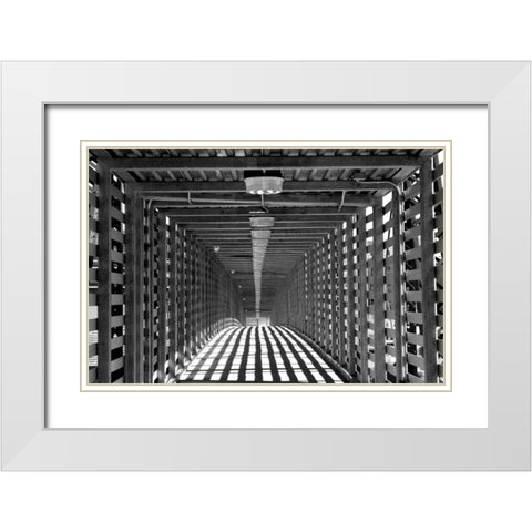 Freight Bridge II White Modern Wood Framed Art Print with Double Matting by Putman, Tammy