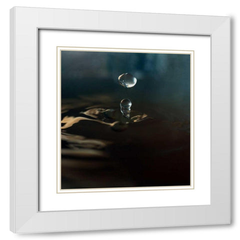 Blue Drop I White Modern Wood Framed Art Print with Double Matting by Putman, Tammy