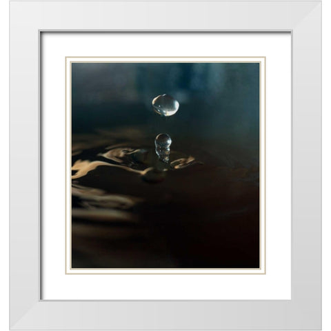 Blue Drop I White Modern Wood Framed Art Print with Double Matting by Putman, Tammy