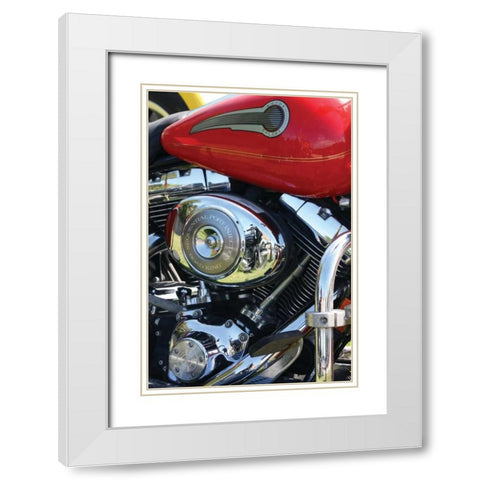 Red Motorcycle White Modern Wood Framed Art Print with Double Matting by Putman, Tammy