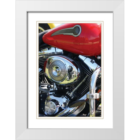 Red Motorcycle White Modern Wood Framed Art Print with Double Matting by Putman, Tammy