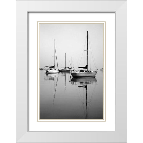 Red Sailboat I White Modern Wood Framed Art Print with Double Matting by Putman, Tammy