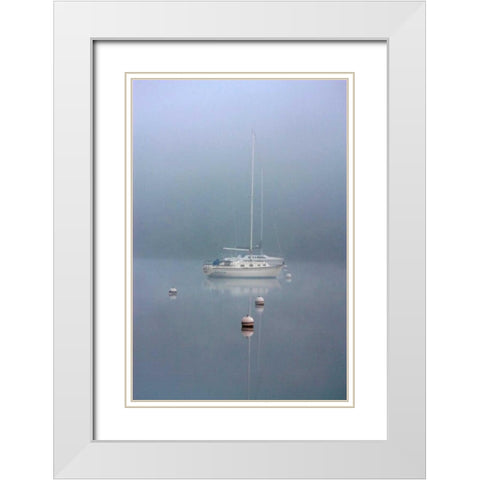 Foggy Morning White Modern Wood Framed Art Print with Double Matting by Putman, Tammy