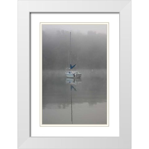 Blue Sail White Modern Wood Framed Art Print with Double Matting by Putman, Tammy