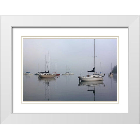 Across the Lake White Modern Wood Framed Art Print with Double Matting by Putman, Tammy