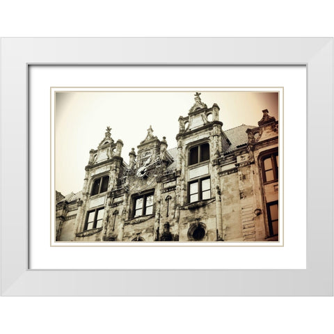 The Clock White Modern Wood Framed Art Print with Double Matting by Putman, Tammy