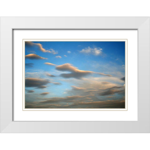 Across the Blue White Modern Wood Framed Art Print with Double Matting by Putman, Tammy