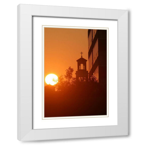 Sunrise Cross White Modern Wood Framed Art Print with Double Matting by Putman, Tammy