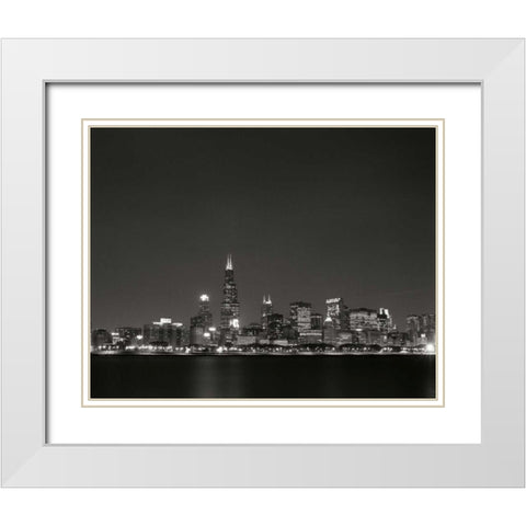 Downtown Chicago I White Modern Wood Framed Art Print with Double Matting by Stefko, Bob