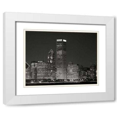 Downtown Chicago II White Modern Wood Framed Art Print with Double Matting by Stefko, Bob