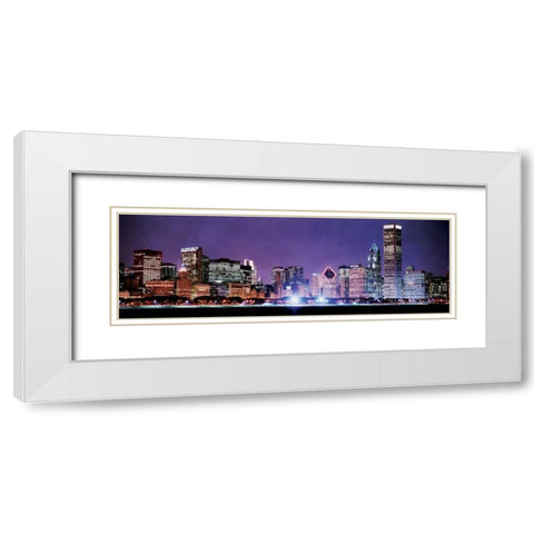 Chicago Skyline I White Modern Wood Framed Art Print with Double Matting by Stefko, Bob
