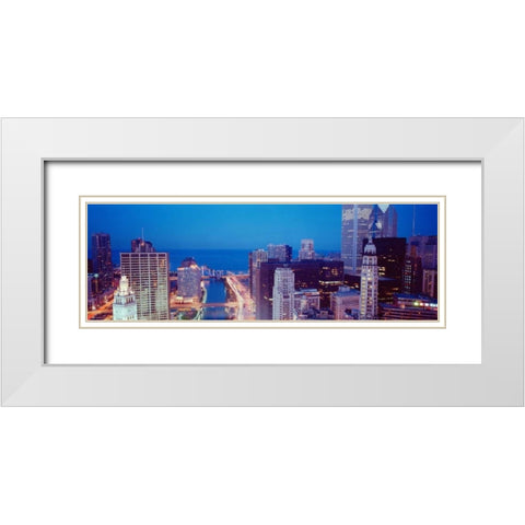 Chicago Skyline II White Modern Wood Framed Art Print with Double Matting by Stefko, Bob