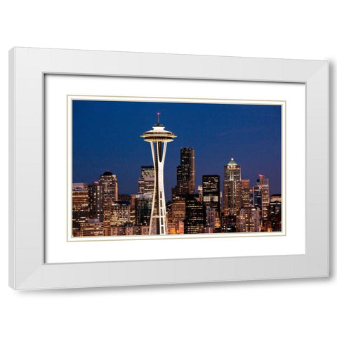 Space Needle I White Modern Wood Framed Art Print with Double Matting by Stefko, Bob