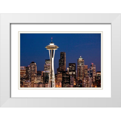 Space Needle I White Modern Wood Framed Art Print with Double Matting by Stefko, Bob