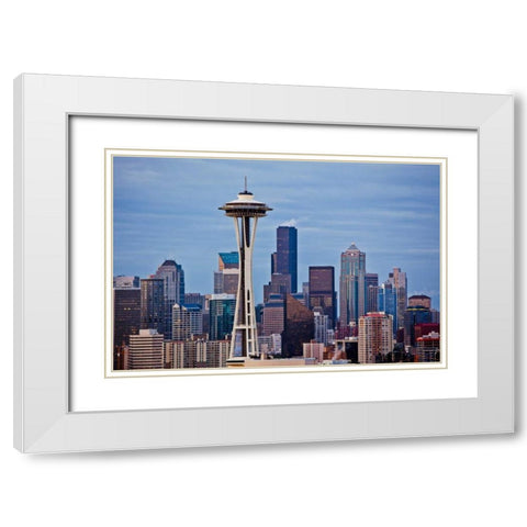 Space Needle II White Modern Wood Framed Art Print with Double Matting by Stefko, Bob
