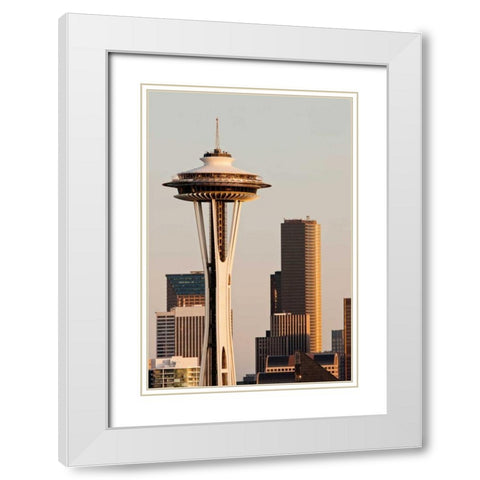 Space Needle III White Modern Wood Framed Art Print with Double Matting by Stefko, Bob