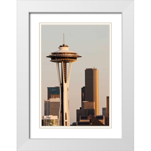 Space Needle III White Modern Wood Framed Art Print with Double Matting by Stefko, Bob