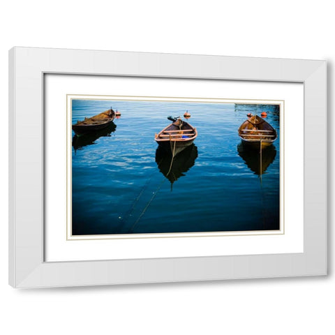 Fishing Boats II White Modern Wood Framed Art Print with Double Matting by Stefko, Bob