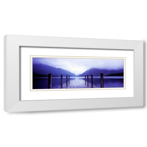 Serene Dock I White Modern Wood Framed Art Print with Double Matting by Stefko, Bob