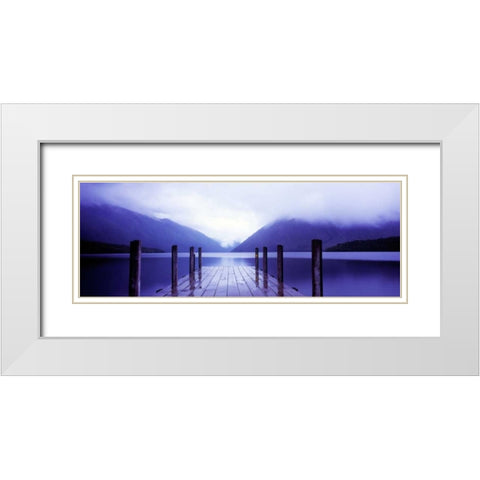 Serene Dock I White Modern Wood Framed Art Print with Double Matting by Stefko, Bob