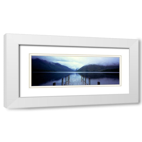 Serene Dock II White Modern Wood Framed Art Print with Double Matting by Stefko, Bob