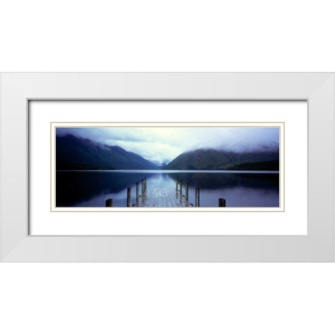 Serene Dock II White Modern Wood Framed Art Print with Double Matting by Stefko, Bob