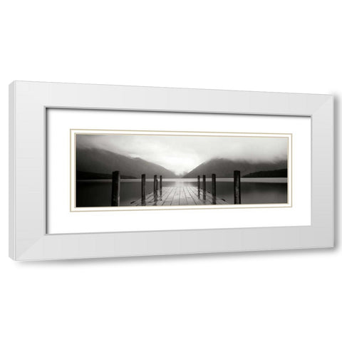 Serene Dock BW I White Modern Wood Framed Art Print with Double Matting by Stefko, Bob