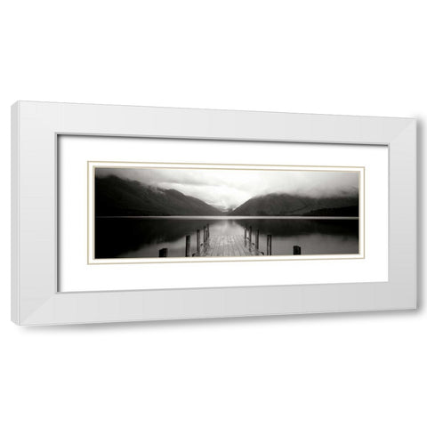 Serene Dock BW II White Modern Wood Framed Art Print with Double Matting by Stefko, Bob