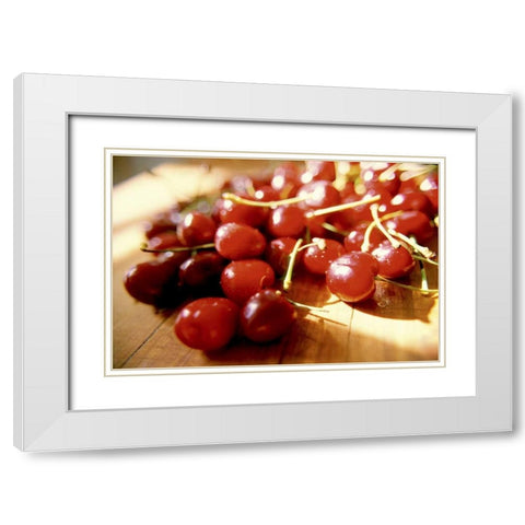 Cherries I White Modern Wood Framed Art Print with Double Matting by Stefko, Bob
