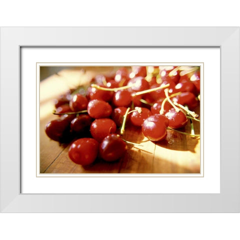 Cherries I White Modern Wood Framed Art Print with Double Matting by Stefko, Bob