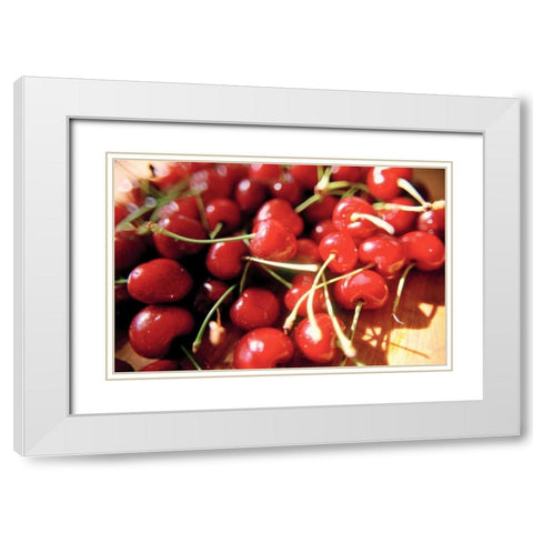 Cherries II White Modern Wood Framed Art Print with Double Matting by Stefko, Bob