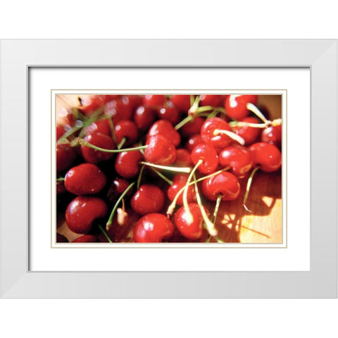 Cherries II White Modern Wood Framed Art Print with Double Matting by Stefko, Bob