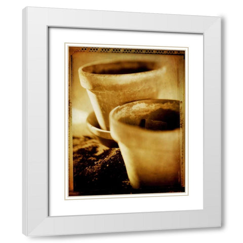 Terracotta Pots III White Modern Wood Framed Art Print with Double Matting by Stefko, Bob